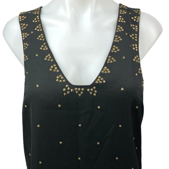 Free People SoHo Black Studded Embroidered Sleeveless Tank Mini Dress Size 6 - Picture 6 of 8